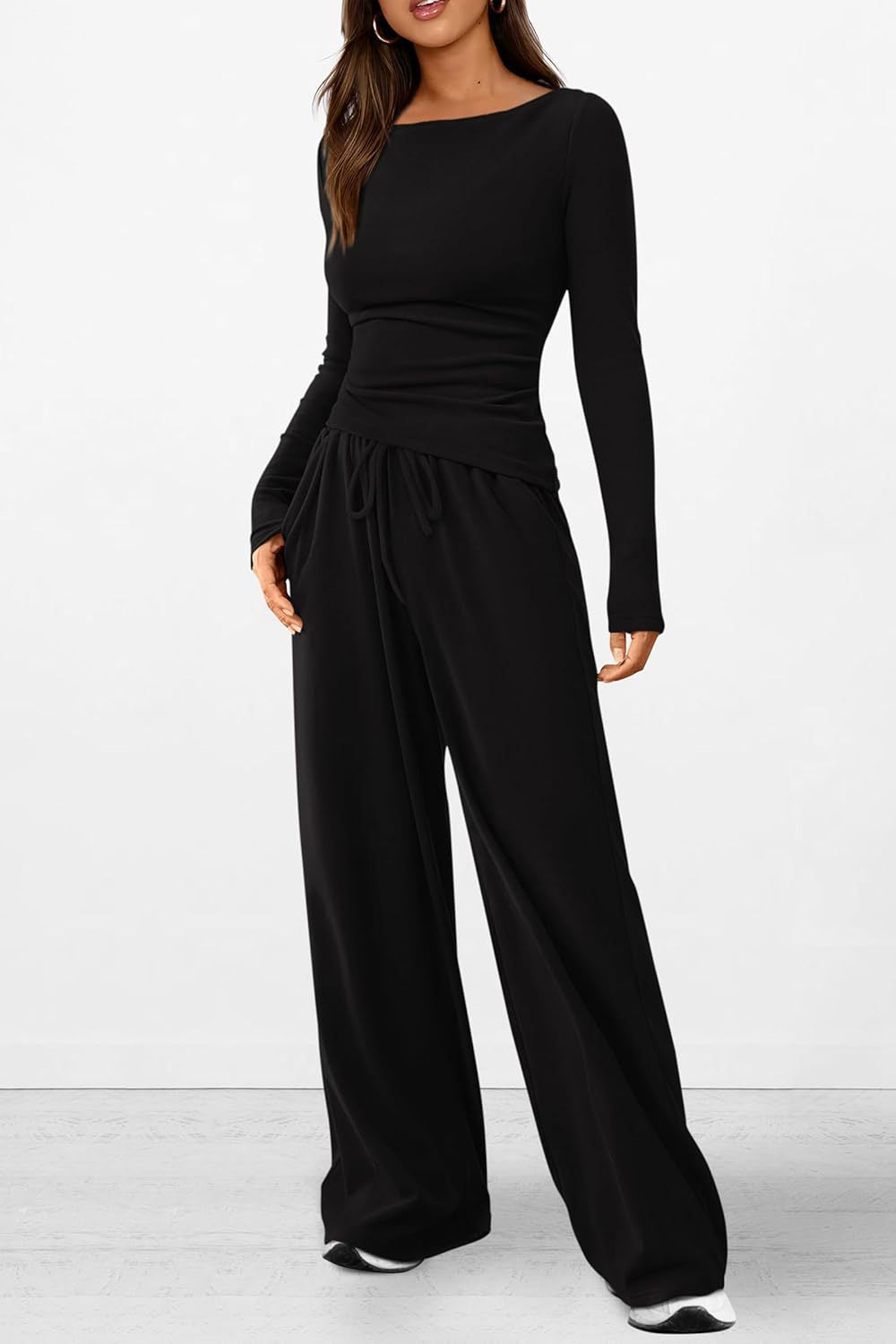Damen elegantes und bequemes Lounge-Set mit langem Arm und elastischem Bund Krohn-e