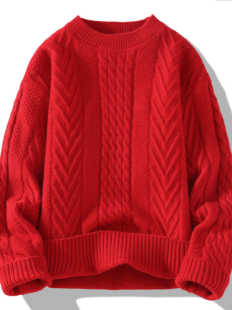 Herren Grobstrickpullover mit Zopfmuster und lässigem Schnitt Krohn-e