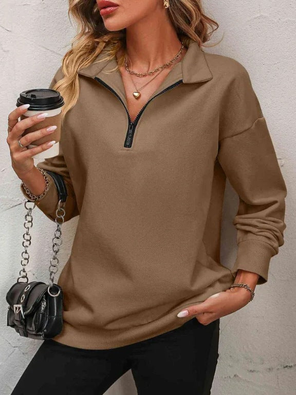 Damen Sweatshirt mit halbem Reißverschluss Krohn-e