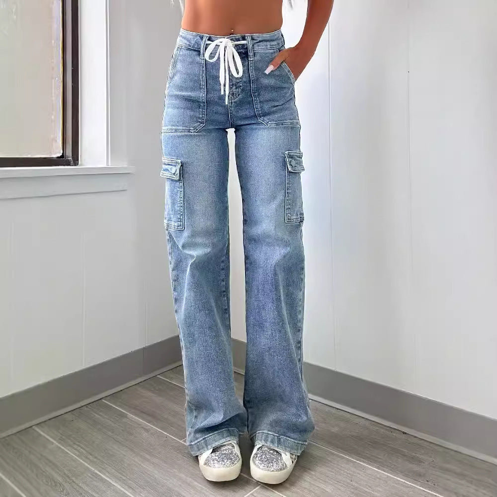 Damen Cargo-Jeans mit praktischen Taschen und weiter Beinform Krohn-e