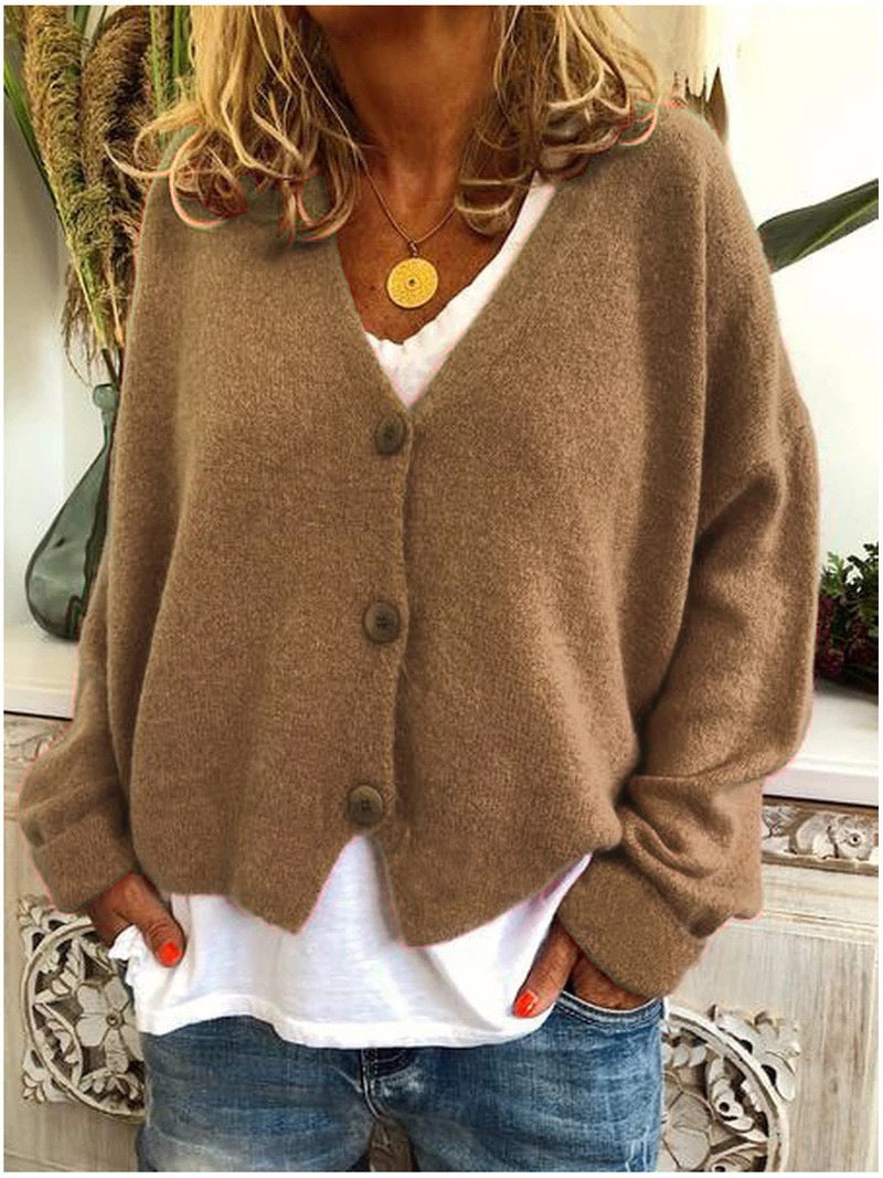 Damen Lässiger Strickcardigan mit offenem Design und knöpfbarem Verschluss Krohn-e