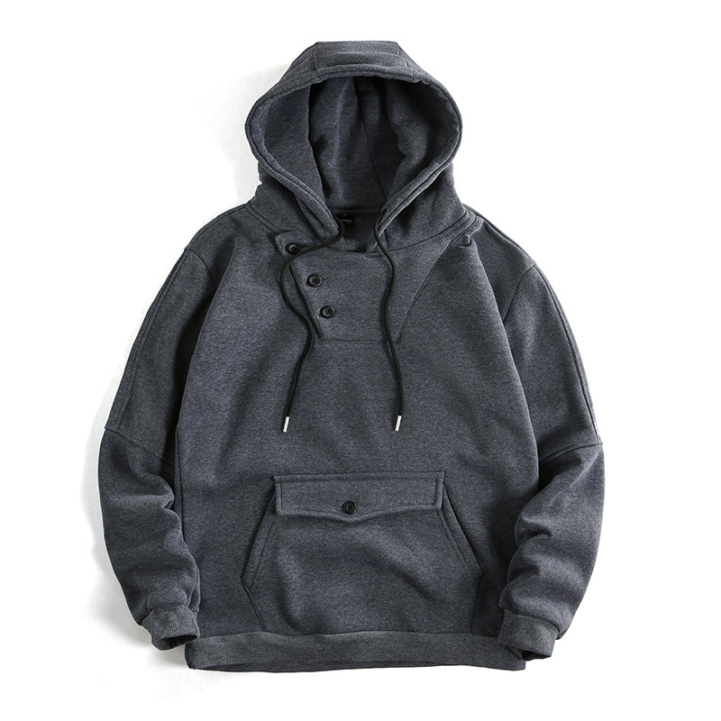 Herren lässiger Kapuzenpullover mit Knopfdetails und praktischen Taschen Krohn-e