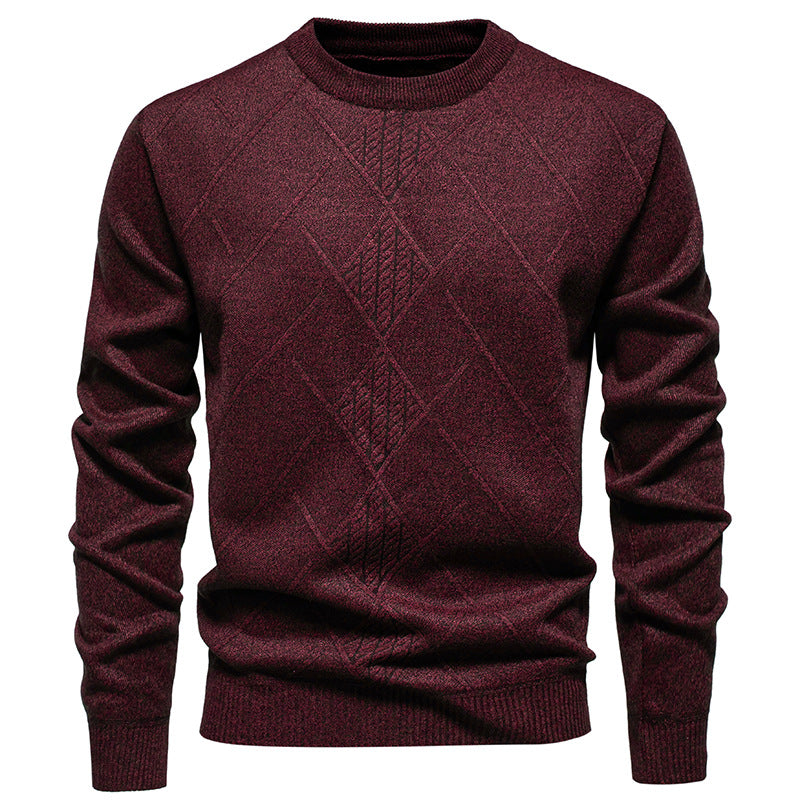 Herren Strickpullover mit strukturiertem Rautenmuster und klassischem Rundhalsausschnitt Krohn-e