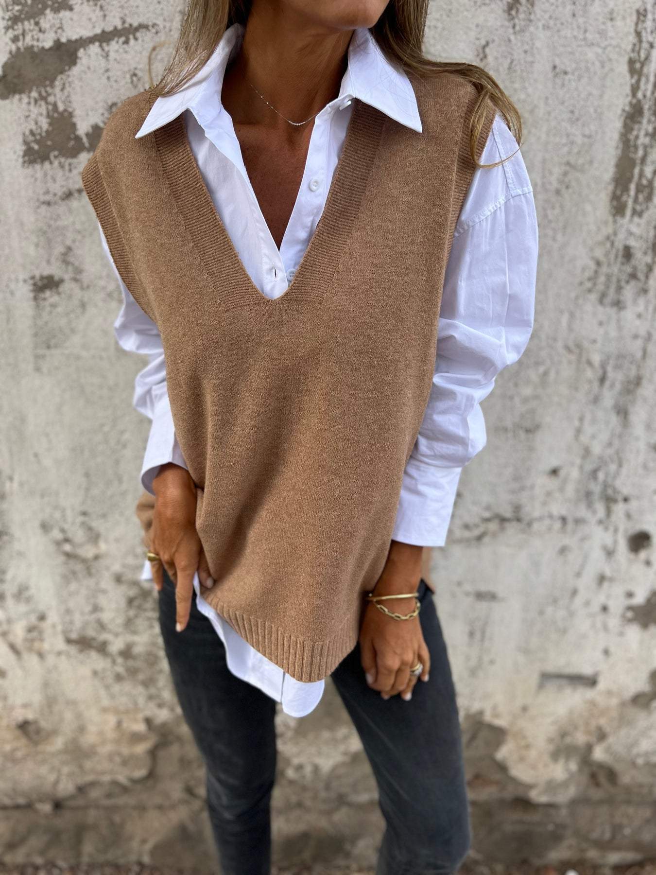 Damen hochwertiger V-Ausschnitt Strickpullover Krohn-e