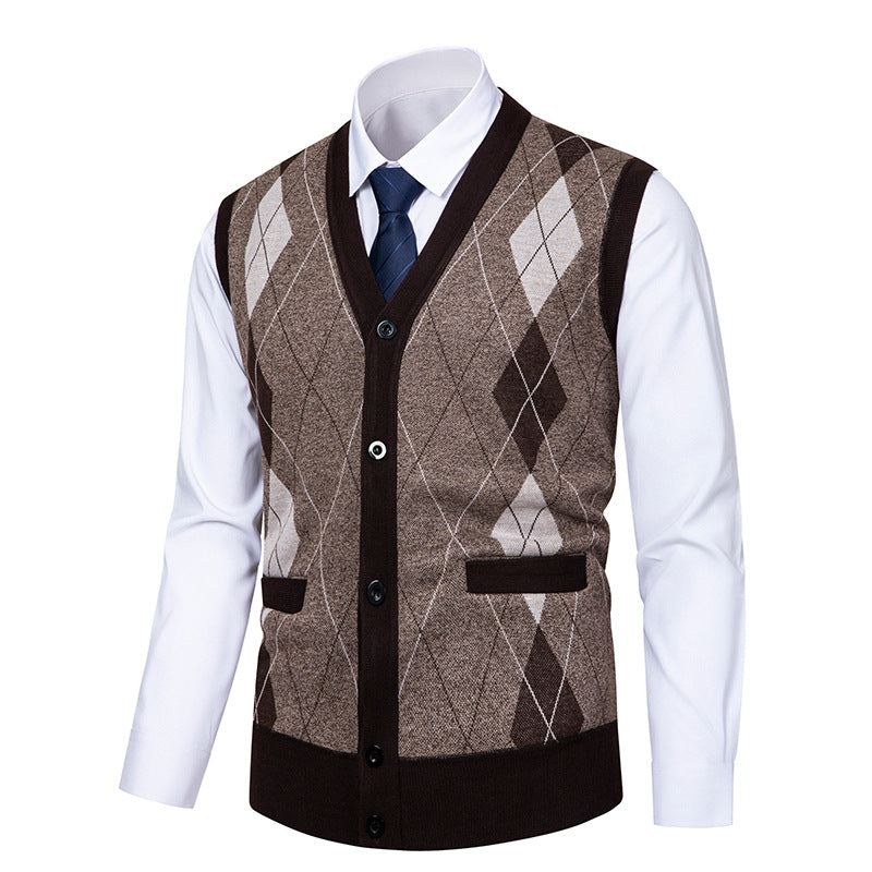 Herren edle Strickjacke mit modernem Rautenmuster Krohn-e