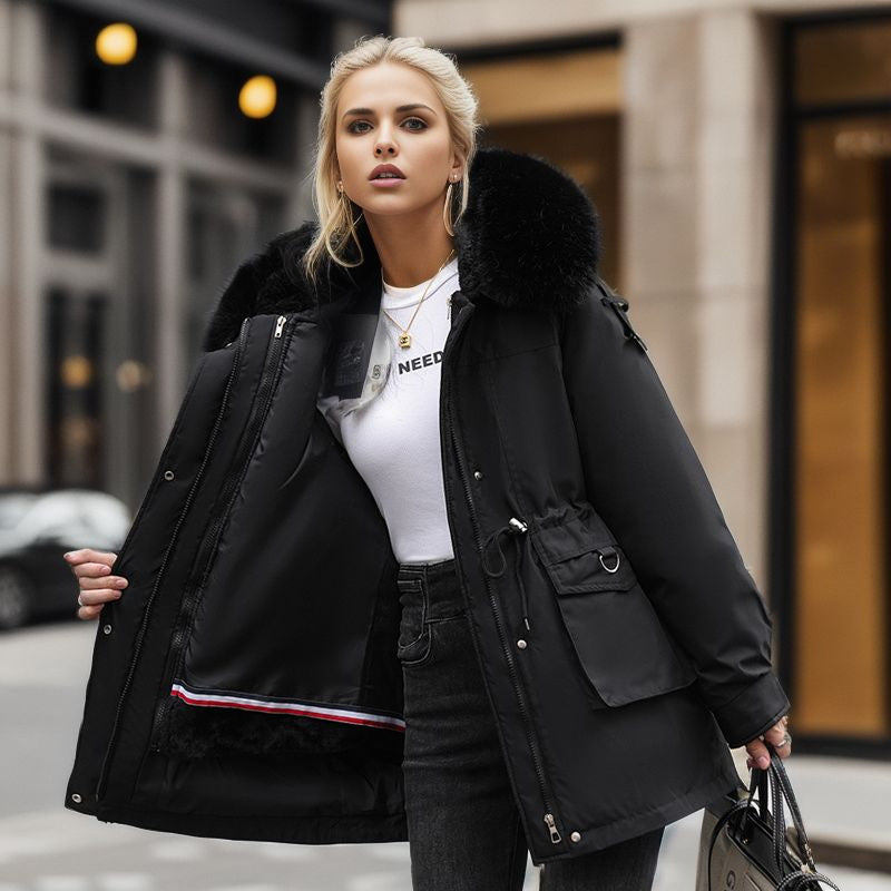 Damen warme Winterjacke mit abnehmbarem Pelzkragen Krohn-e