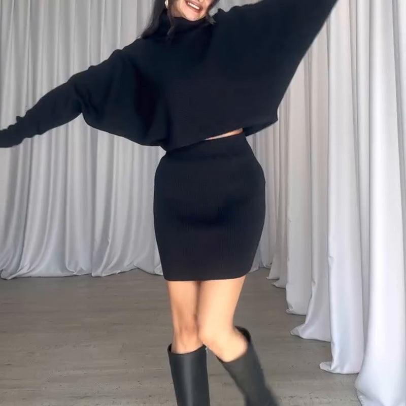 Damen Strickkleid mit lässigem Rollkragen und angeschnittenen Ärmeln Krohn-e