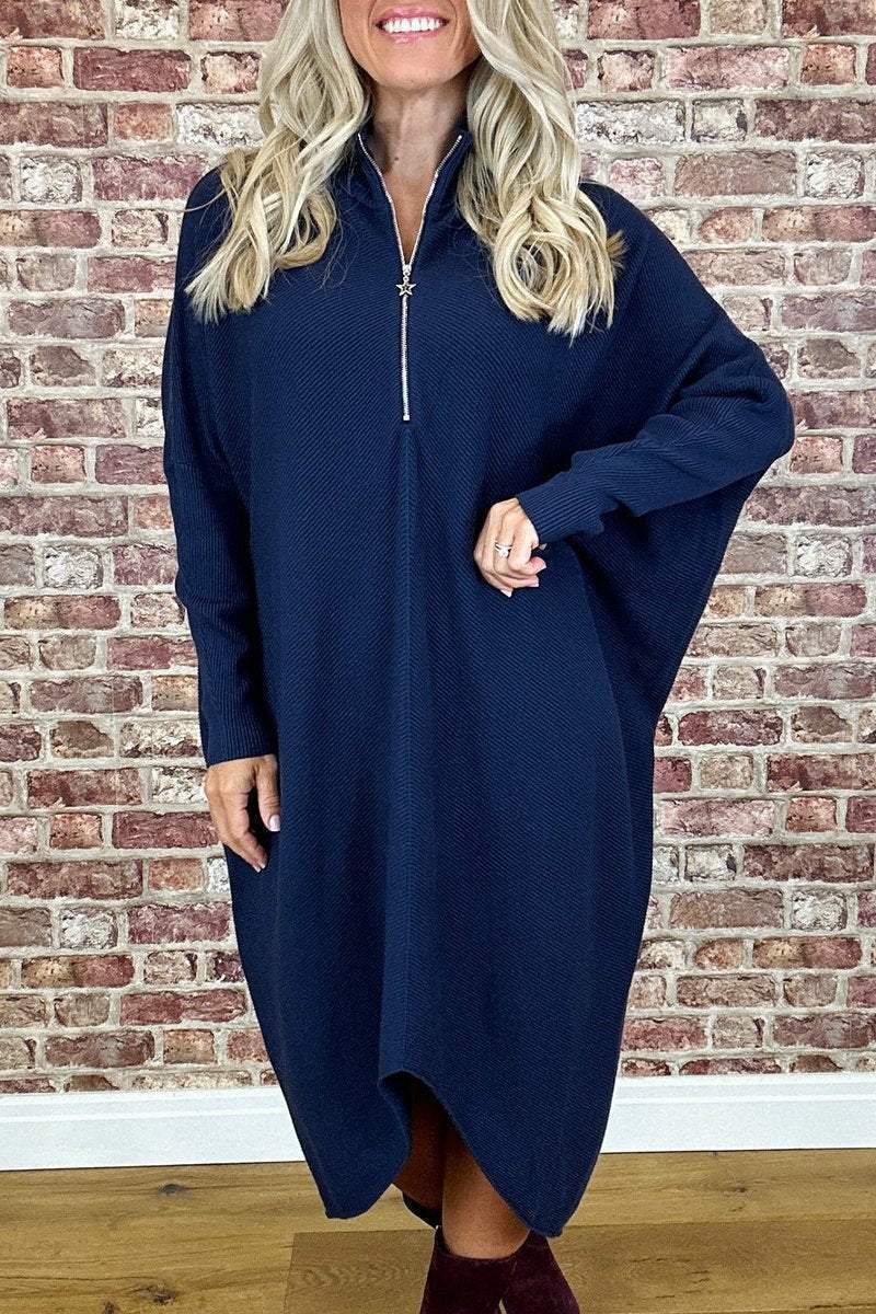 Damen Oversized Strickkleid mit Reißverschluss Krohn-e