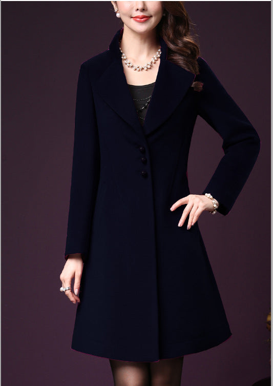 Damen klassischer, taillierter Wollmantel mit elegantem Revers Krohn-e