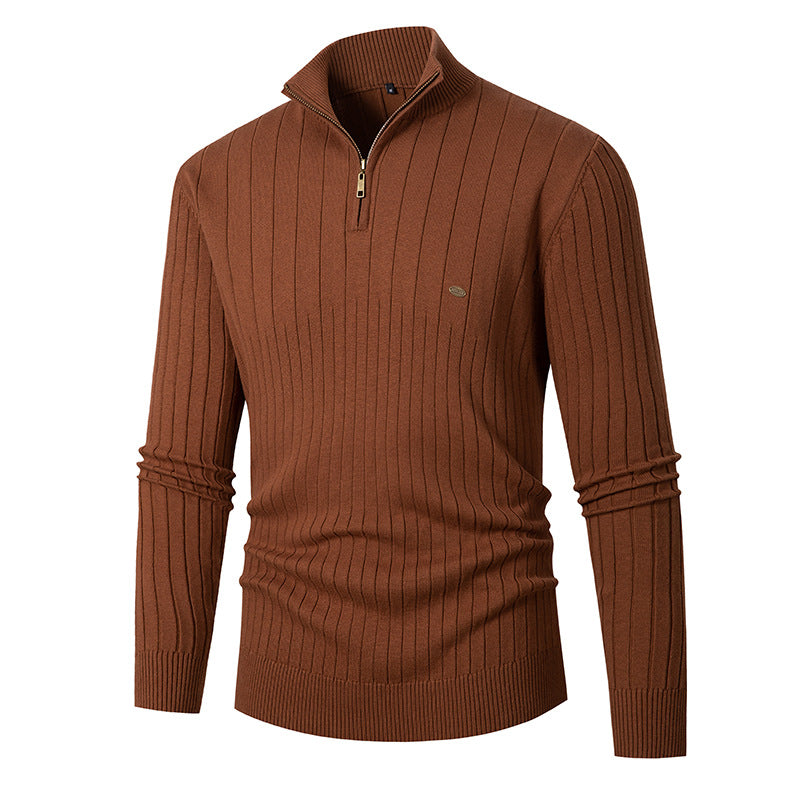 Herren Pullover mit modernem Reißverschluss und Rippenstruktur Krohn-e