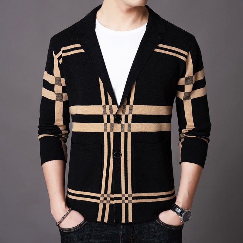 Herren eleganter Strickblazer mit modernem Karomuster Krohn-e
