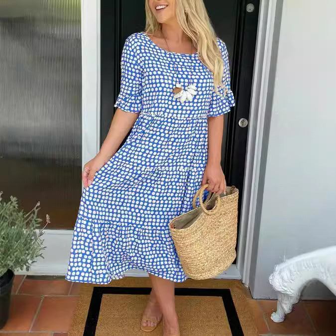 Fudus Sommerkleid mit Rundhals-Ausschnitt und Druck