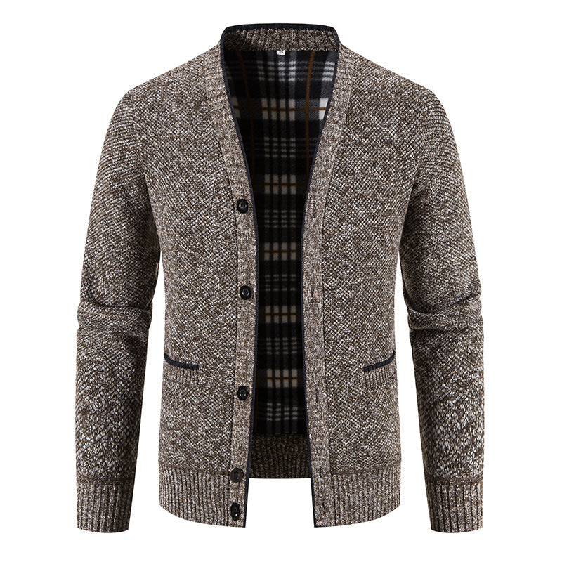 Herren Strickjacke mit eleganter Karostruktur und Knopfverschluss Krohn-e