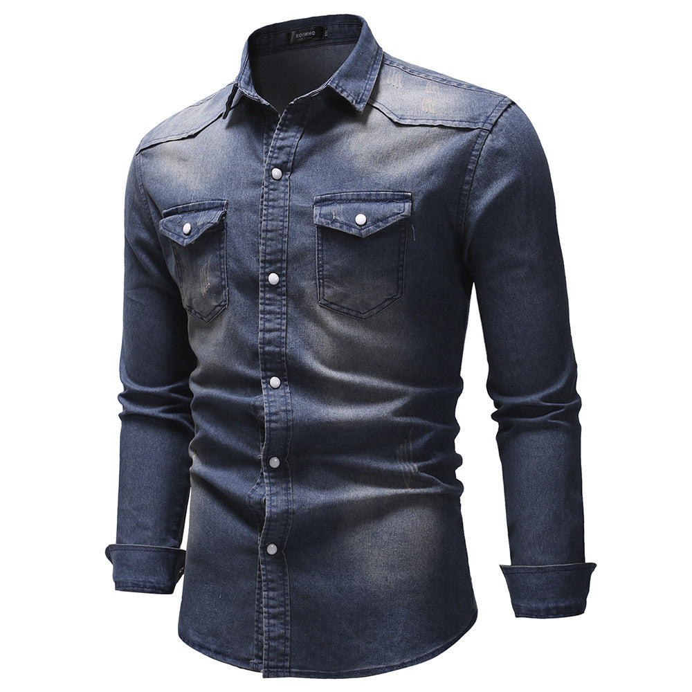 Herren Jeanshemd mit modernen Details und praktischen Taschen Krohn-e