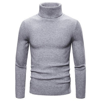 Herren Ripp-Strickpullover mit hohem Kragen und körpernahem Schnitt Krohn-e