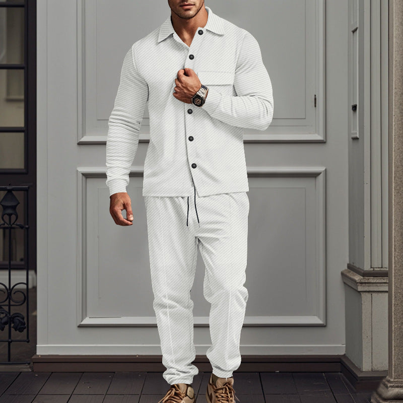 Herren lässige Schlafanzug-Kombination mit eleganten Knopfdetails Krohn-e