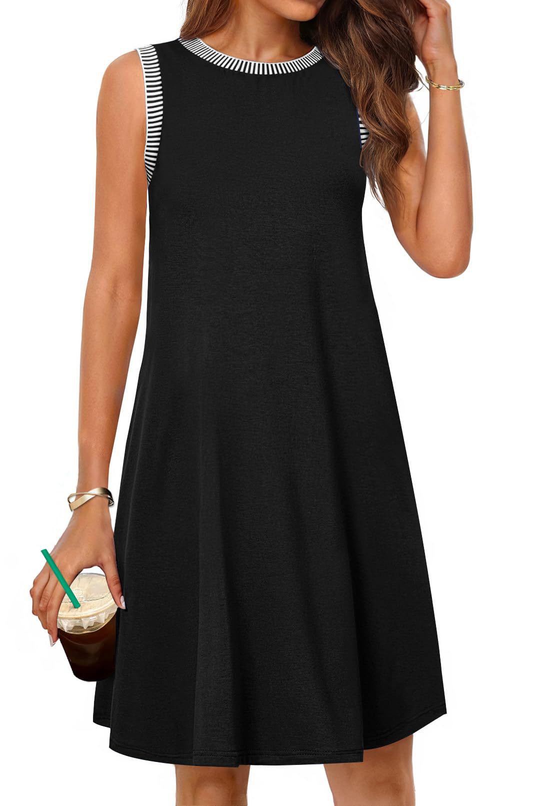 Fudus lässiges Sommer-Minikleid für Strand und Frühling, ärmellos