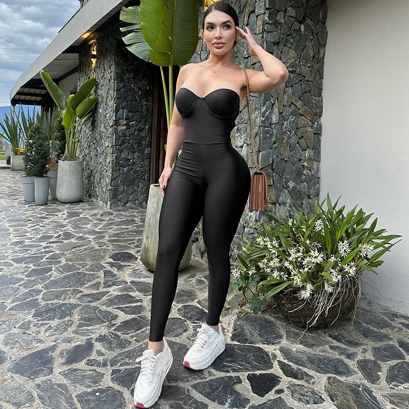 Damen Körperbetonter Jumpsuit mit Bügel-Bustier Krohn-e