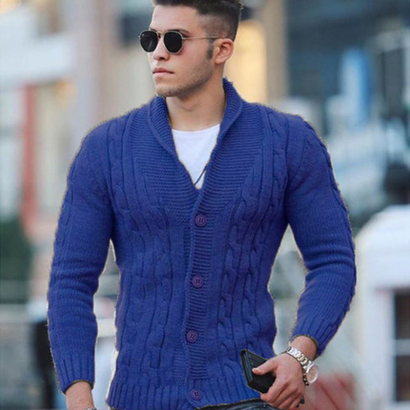 Herren Strickjacke mit einzigartigem Zopfmuster und modischem Schalkragen Krohn-e