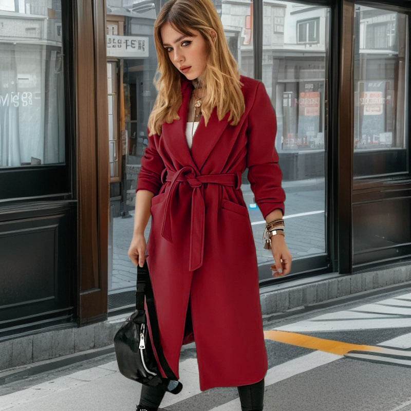 Damen eleganter Trenchcoat mit Gürtel und praktischen Taschen Krohn-e