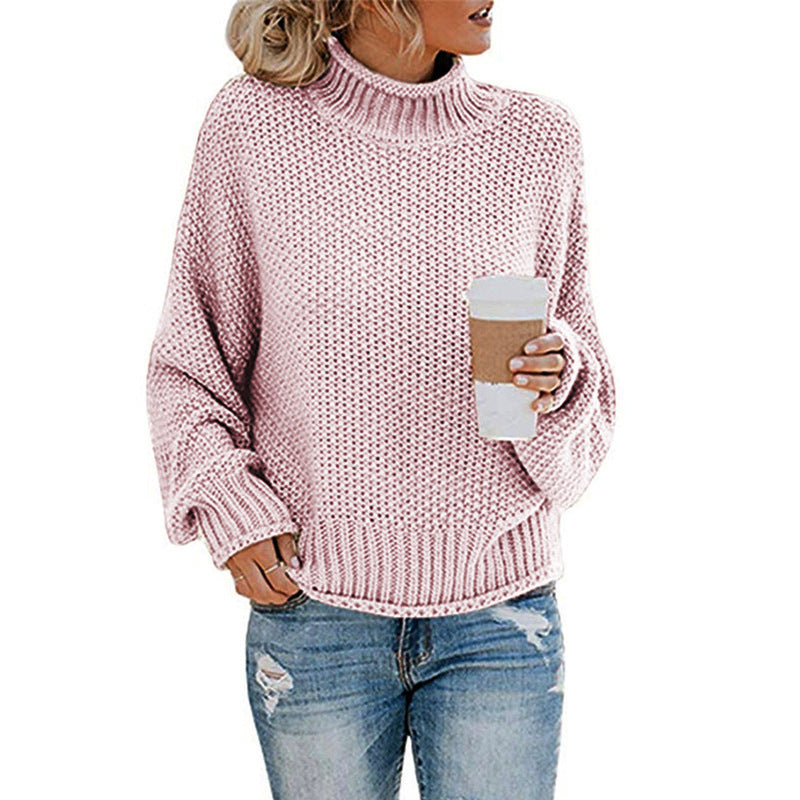 Damen Grobstrickpullover mit hohen Kragen und lockerem Design Krohn-e