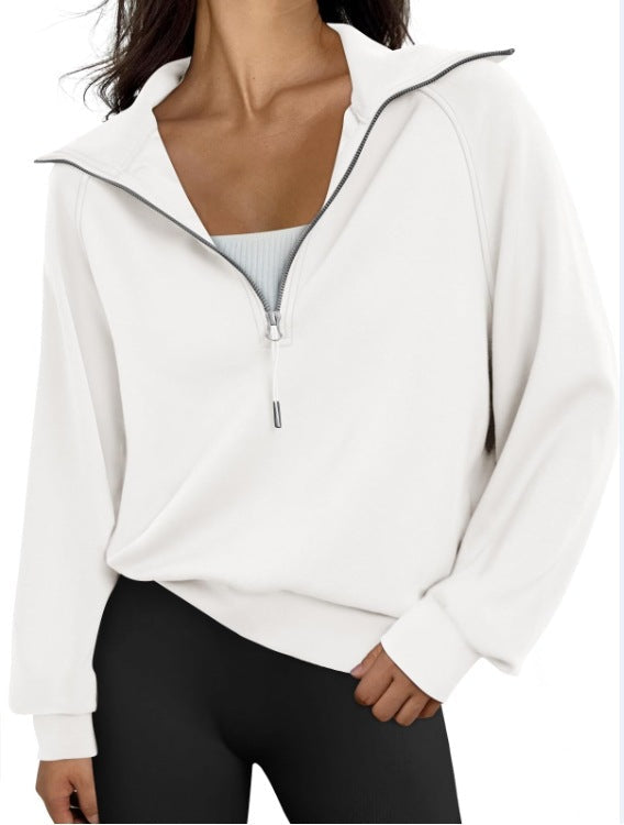 Damen lässiger Sweatpullover mit hohem Kragen und Reißverschluss Krohn-e