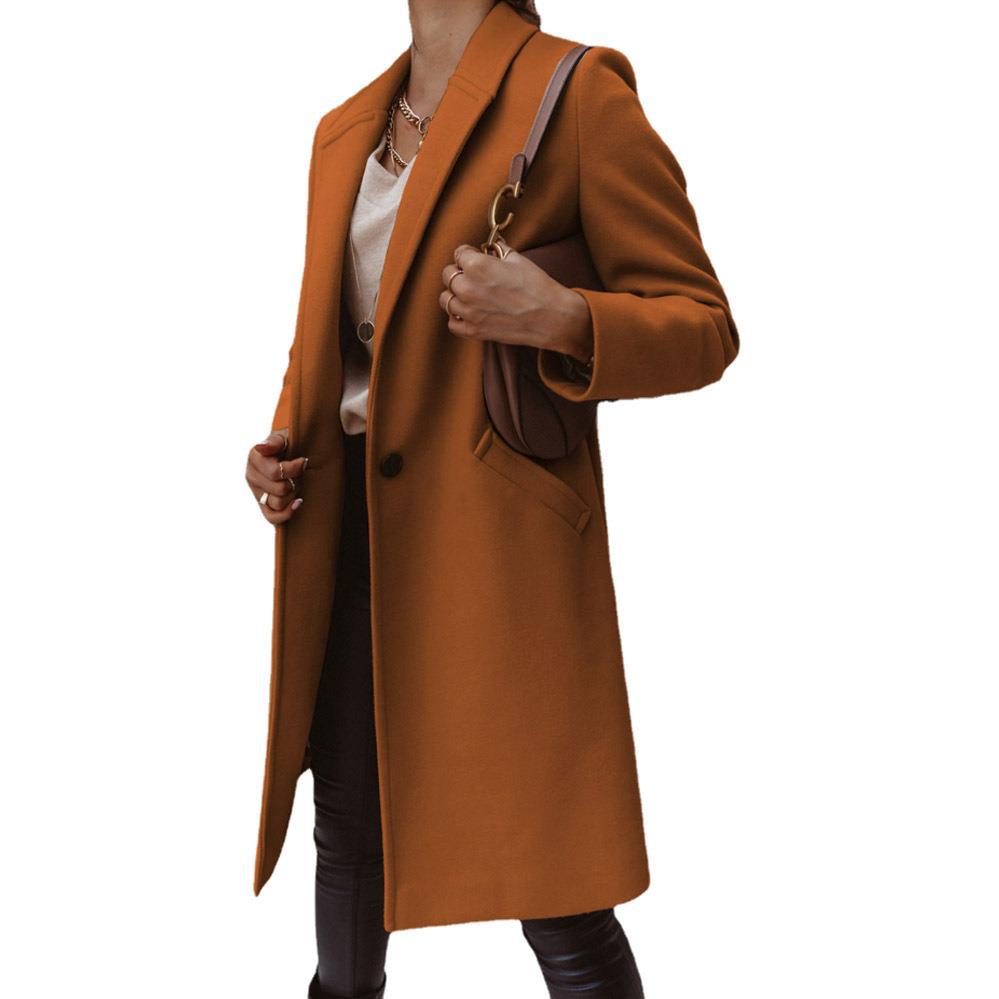 Damen Eleganter Langmantel mit schmalem Schnitt und tiefen Taschen Krohn-e