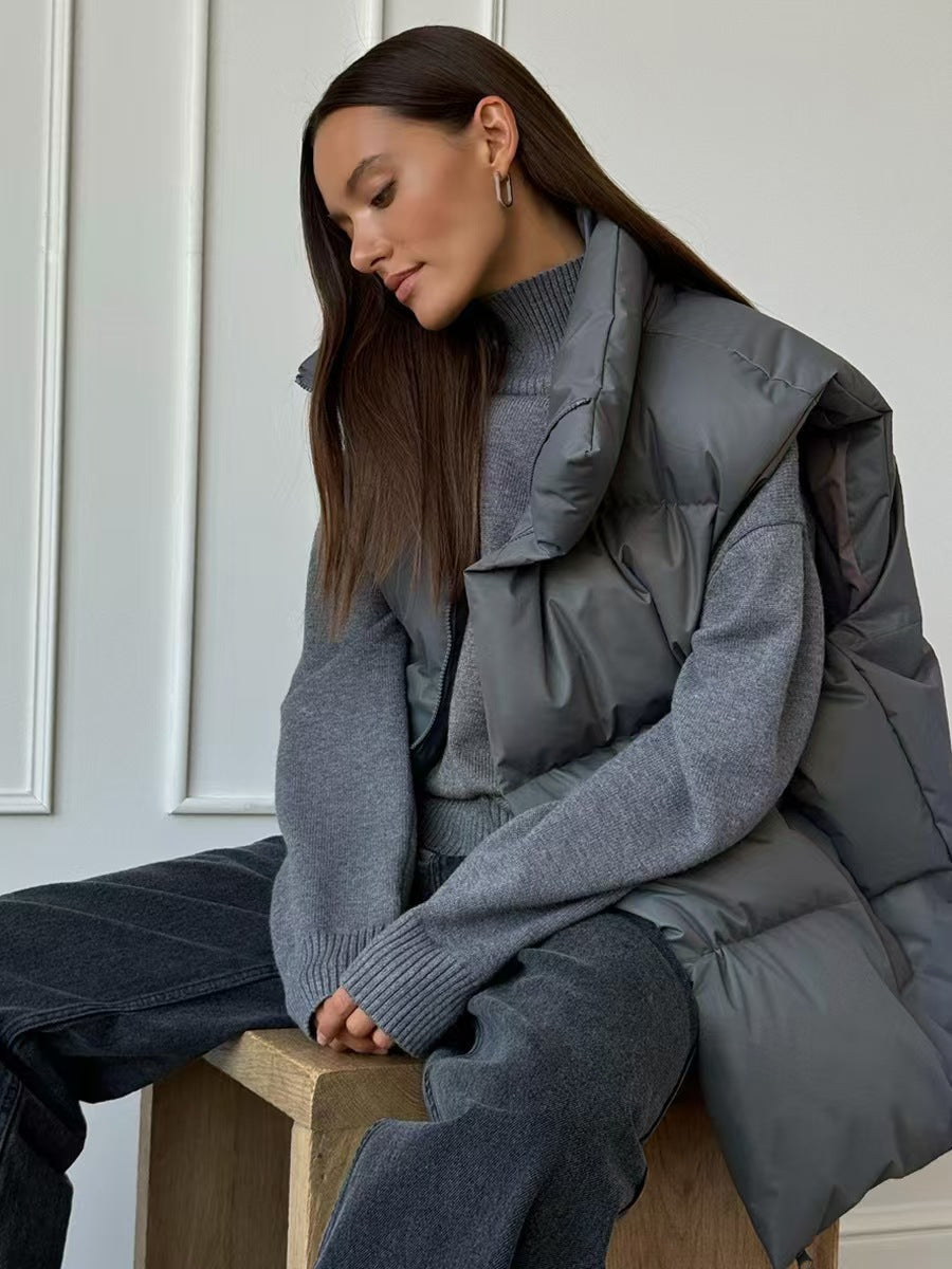 Damen Steppweste mit hohem Kragen und Taschen Krohn-e