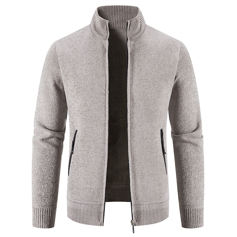 Herren elegante Strickjacke mit hohem Kragen und praktischen Reißverschlusstaschen Krohn-e