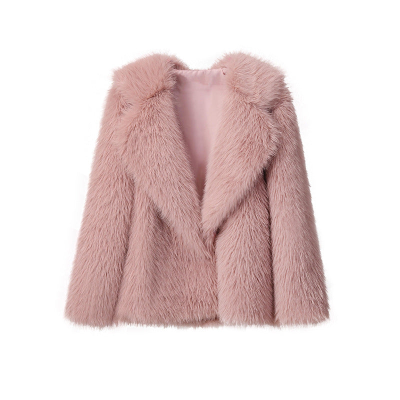 Damen Modische und kuschelige Kunstpelzjacke mit schickem Revers Krohn-e