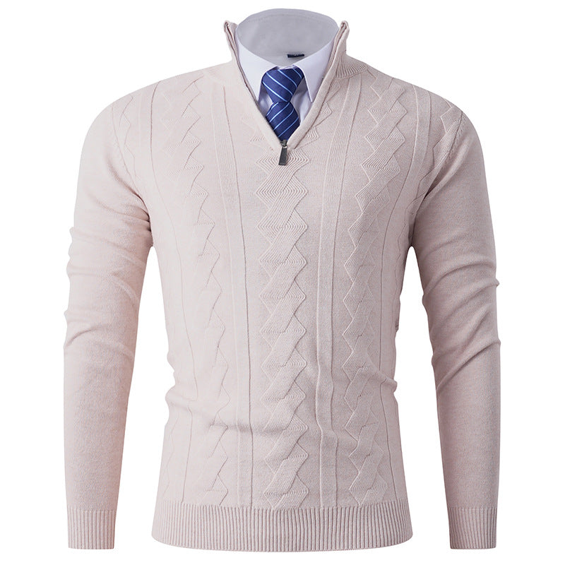 Herren eleganter Stehkragenpullover mit strukturiertem Zipper Krohn-e
