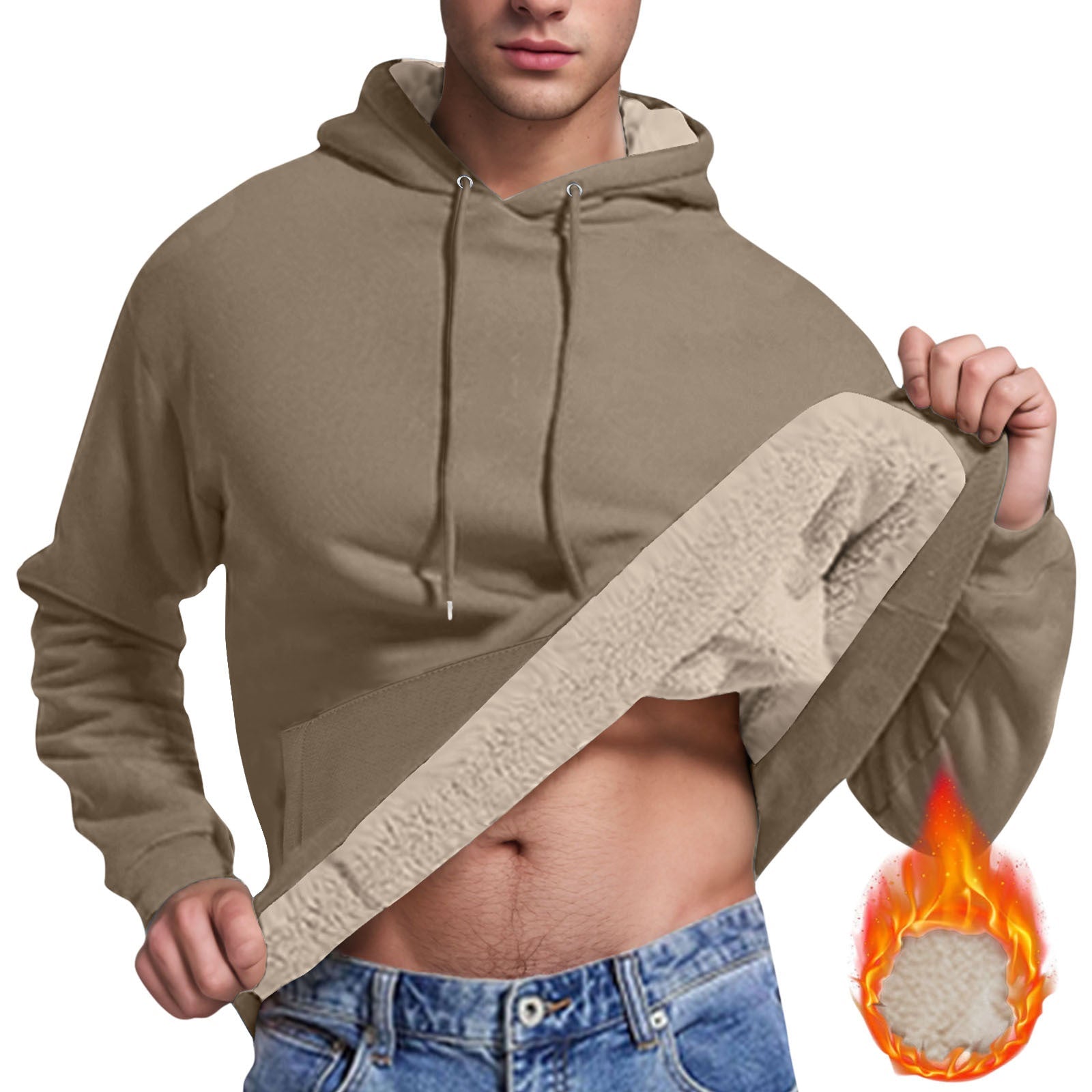 Herren Fleece-Kapuzenpullover mit innenliegendem Kuschelfutter Krohn-e