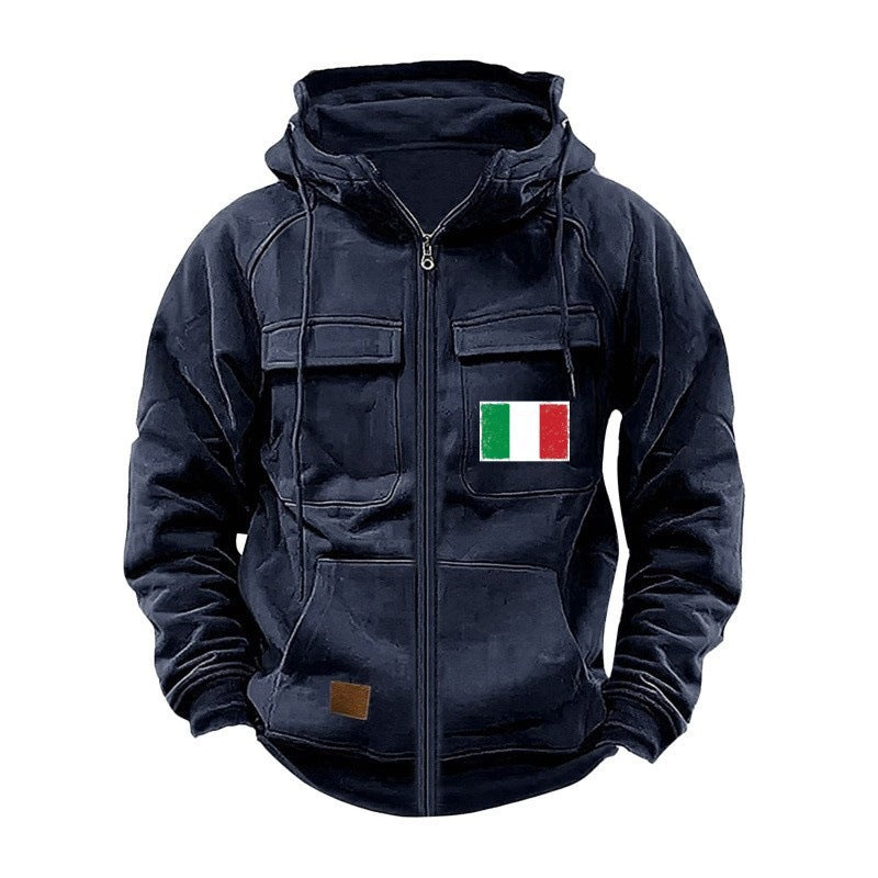 Herren modische Kapuzenjacke mit praktischen Taschen und verstellbarem Kragen Krohn-e