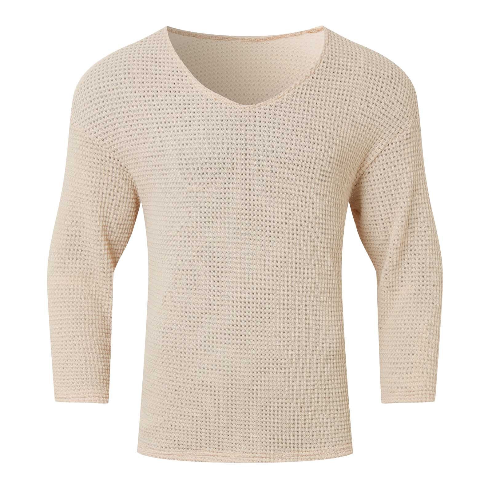 Herren Waffelstruktur V-Ausschnitt Langarmshirt Krohn-e