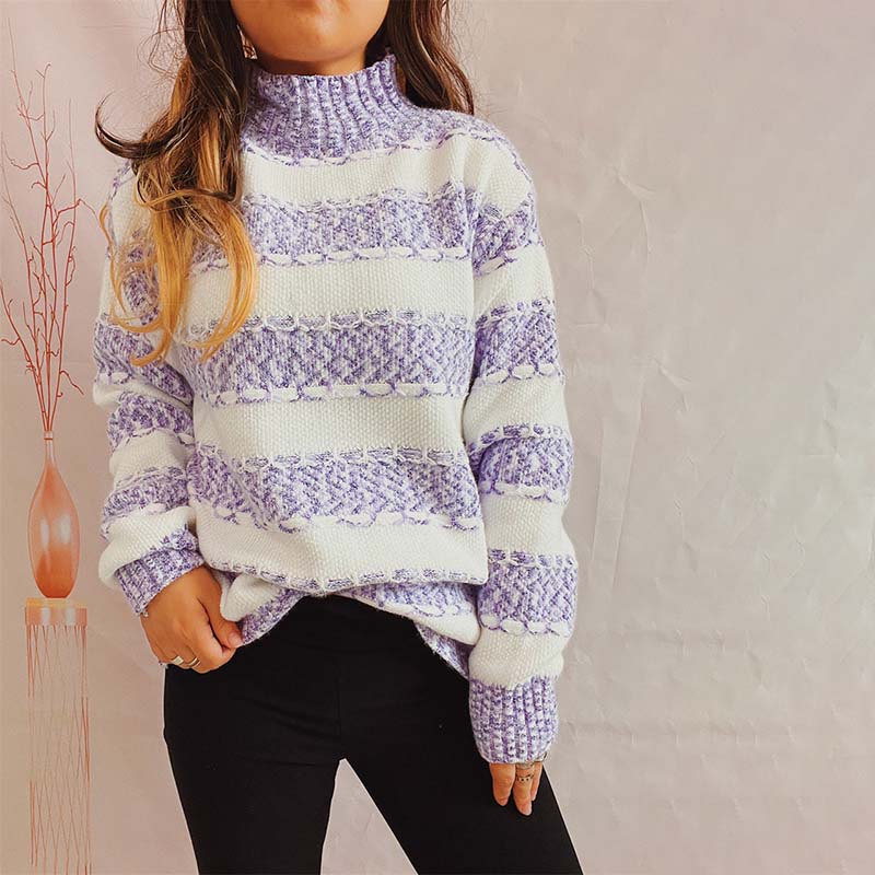 Krohn-e | Weiche Strickjacke mit Strukturierten Streifen Acryl Komfortabel und Warm