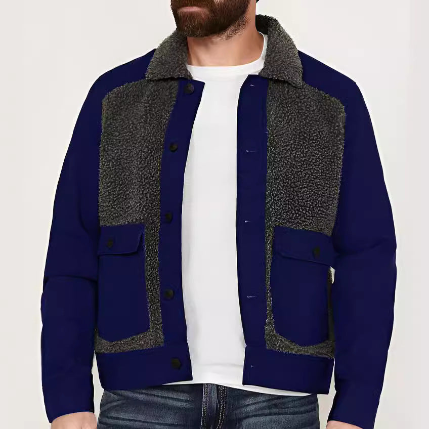Herren lässige Fleece-Jacke mit strukturiertem Kragen Krohn-e