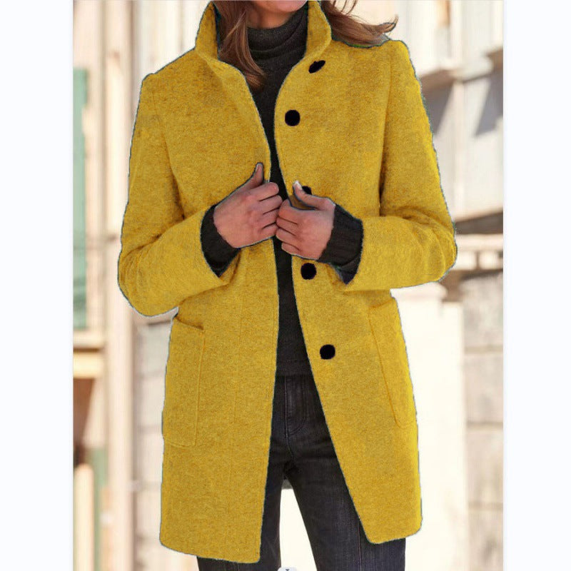 Damen elegante Wolljacke mit praktischen Taschen und Knopfverschluss Krohn-e
