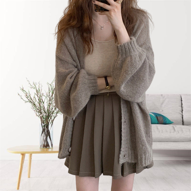 Damen gemütliche Strickjacke mit voluminösen Ärmeln Krohn-e