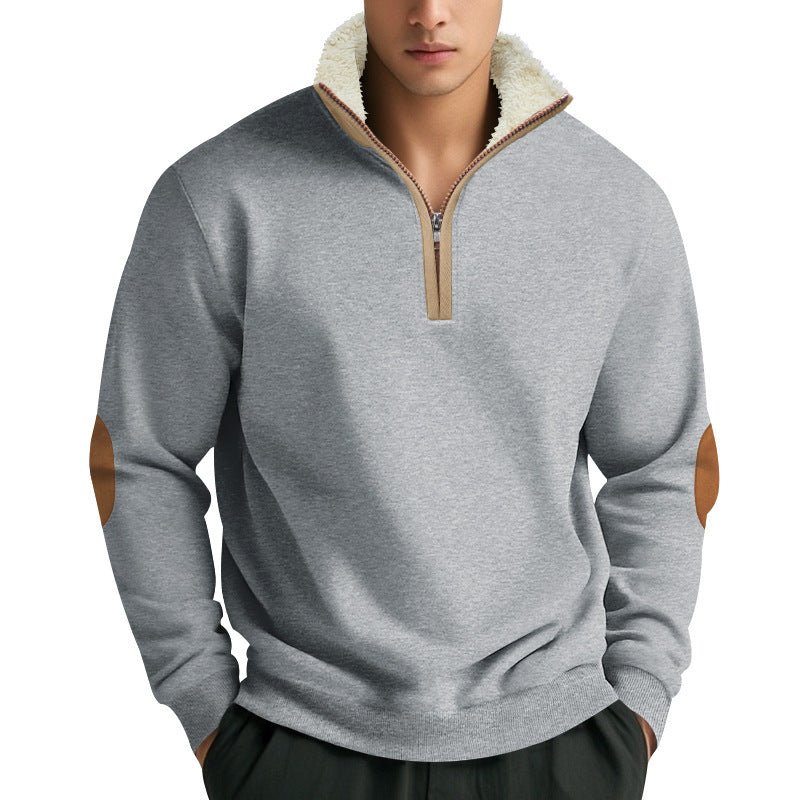Herren Fleece Pullover mit Stehkragen und Kontrastdetails Krohn-e