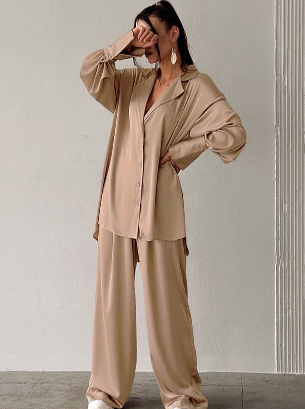 Krohn-e | Damen Loungewear Satz mit Weiter Geschnittener Hose