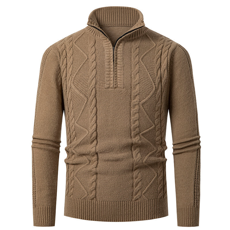 Herren Strickpullover mit hohem Kragen und Zopfstrickmuster Krohn-e