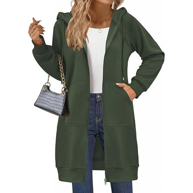 Damen modische Kapuzenjacke mit seitlichen Eingrifftaschen und Reißverschluss Krohn-e