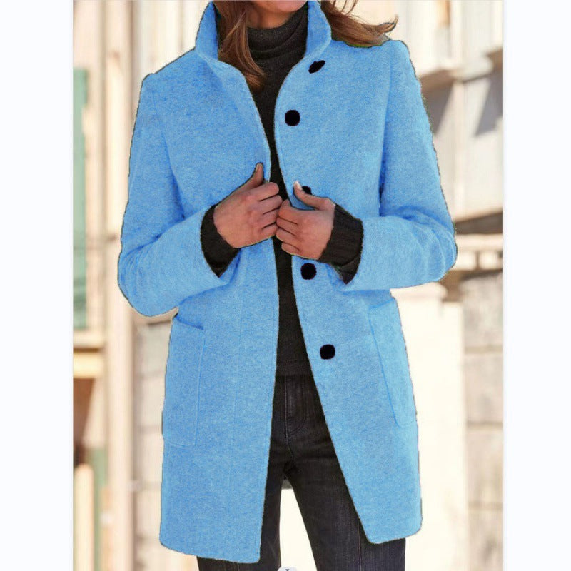 Damen elegante Wolljacke mit praktischen Taschen und Knopfverschluss Krohn-e