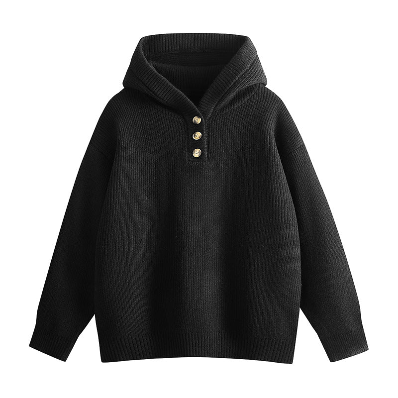 Damen Hochwertiger Strickpullover mit Stehkragen und Knopfdetails Krohn-e