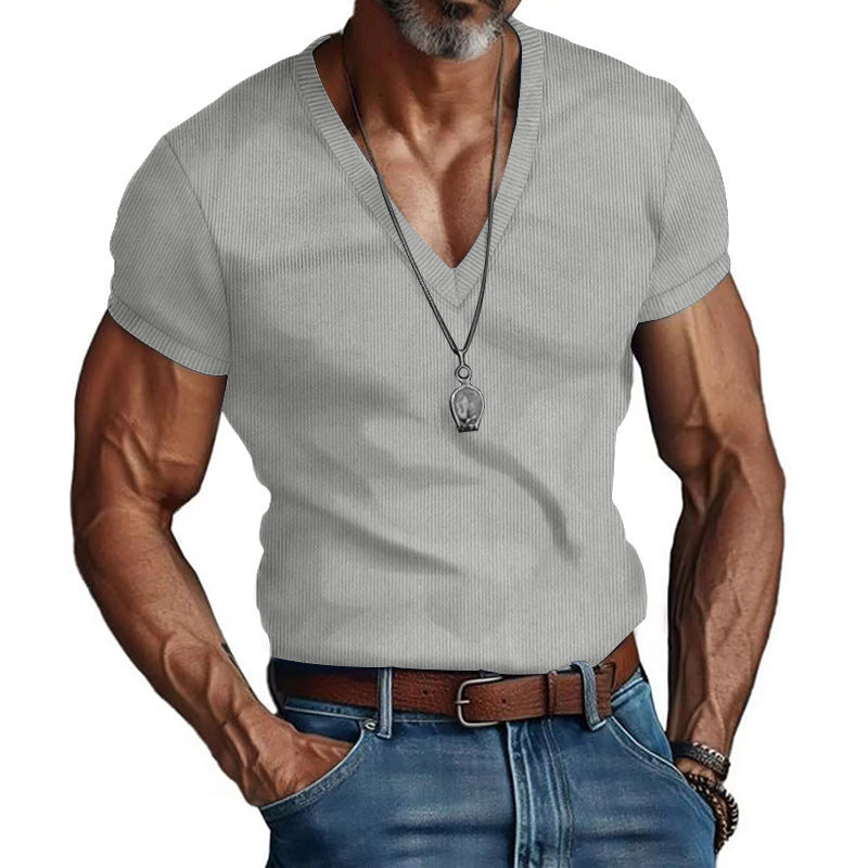 Herren Kurzarm V-Ausschnitt T-Shirt Krohn-e