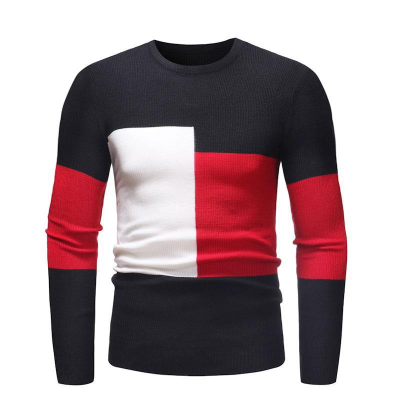 Herren Designer Pullover mit modernem Blockmuster Krohn-e