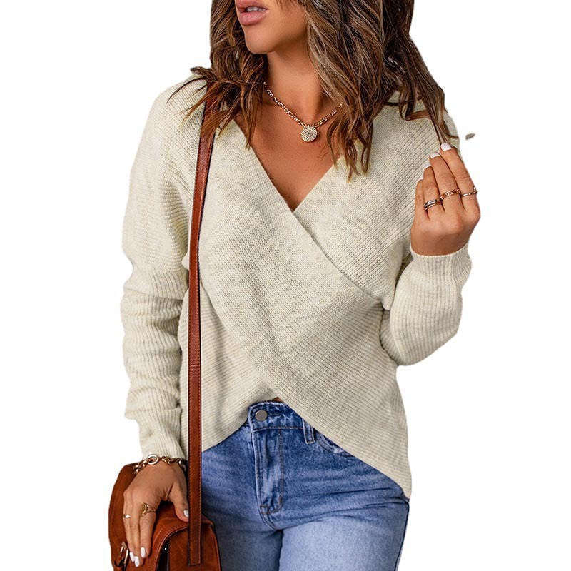 Damen Wickelpullover im modernen Rippstrickdesign Krohn-e
