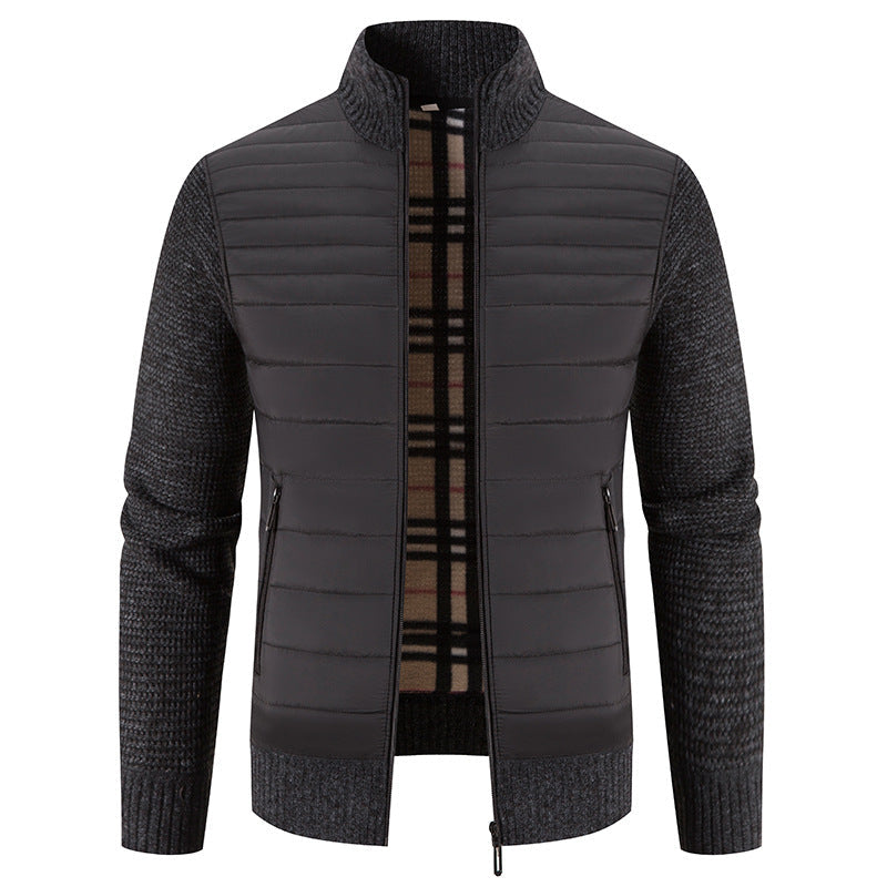 Herren gesteppte Hybridjacke mit Strickärmeln und modernem Stehkragen Krohn-e