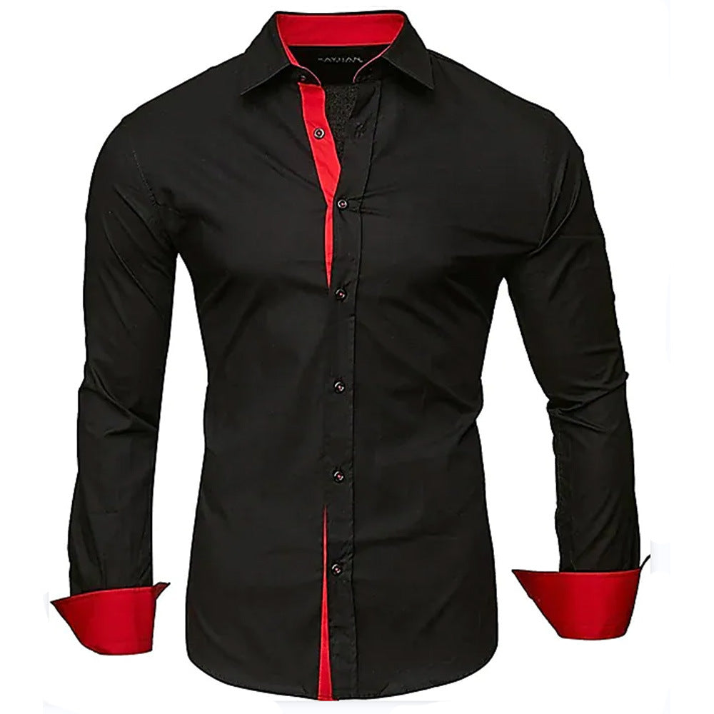 Herren elegantes Langarmhemd mit kontrastierenden Manschetten Krohn-e