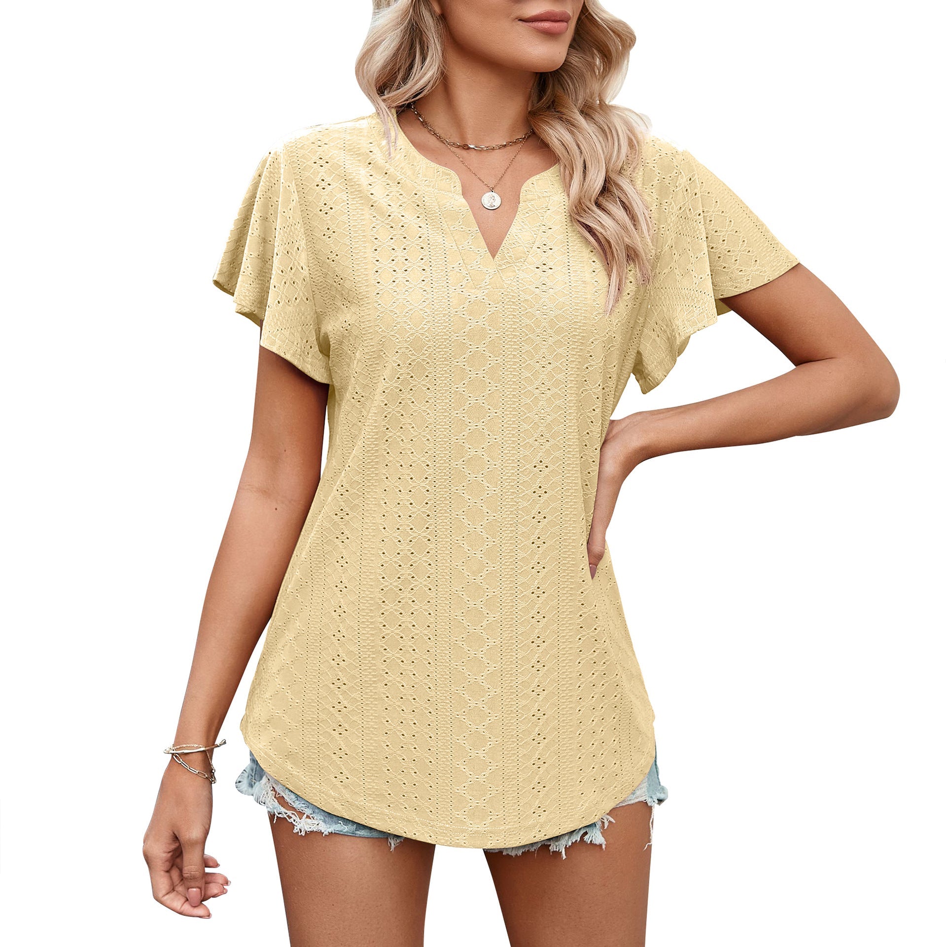 Damen Luftiges Blusenshirt mit effektvollem Lochmuster Krohn-e